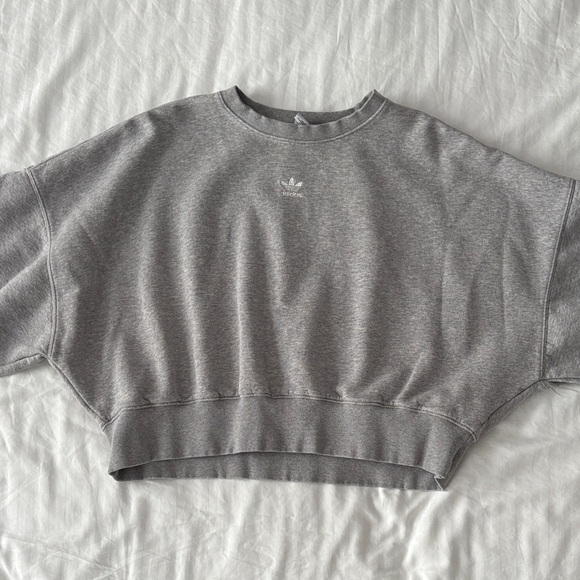 adidas Sweaters - Adidas Heather Gray Cropped Pullover